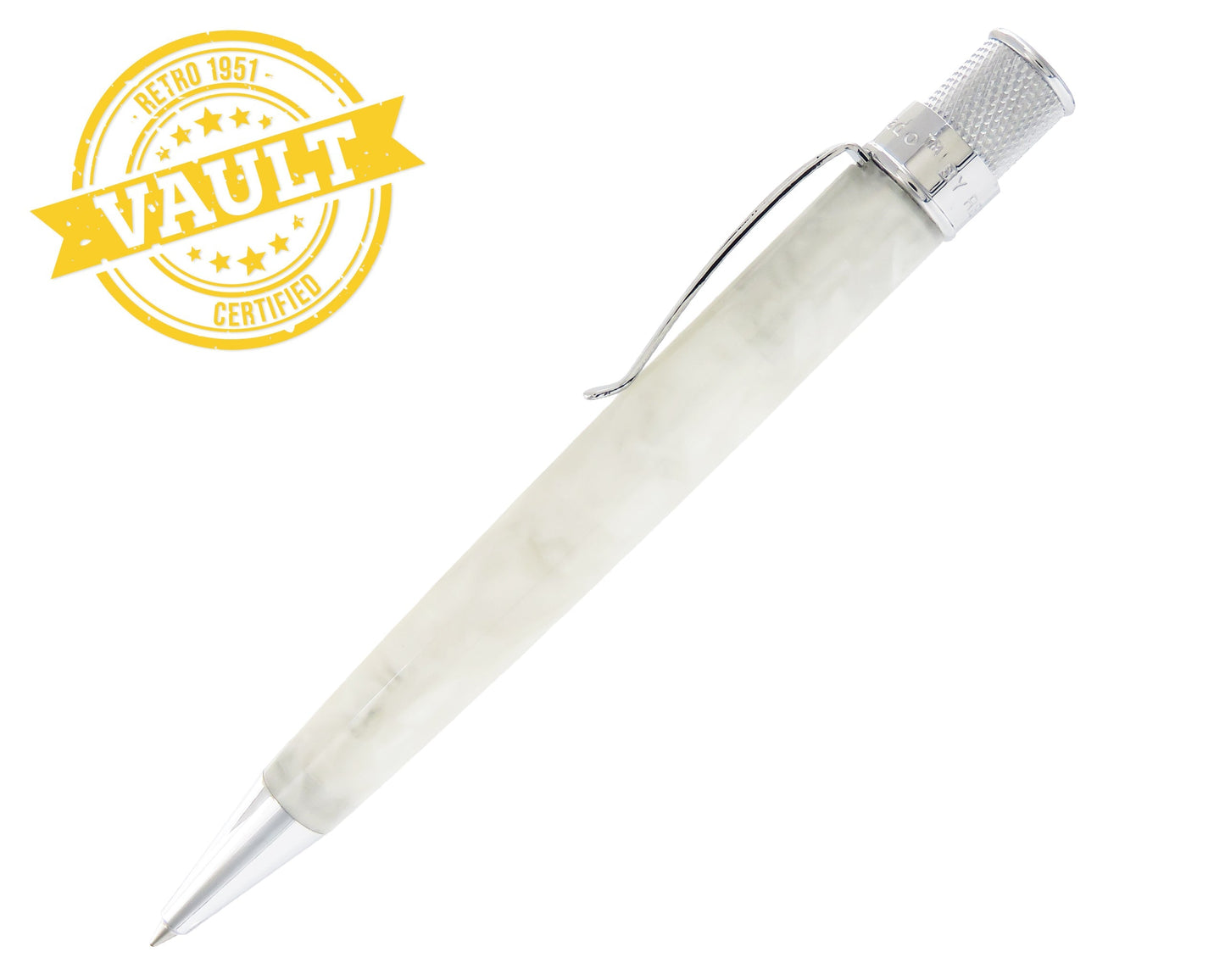 Retro51 Vault Opal White Acrylic Tornado™ Rollerball Pen