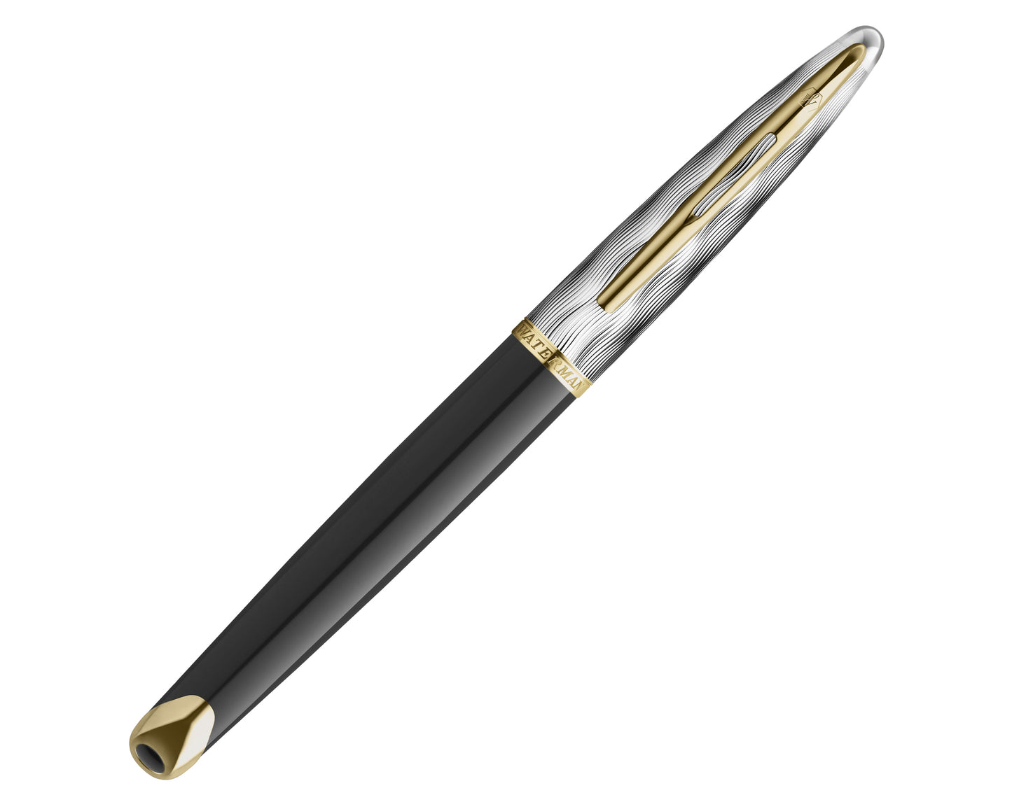 Waterman Carène Reflections of Paris Deluxe Black & Metal GT Fountain Pen - Fine nib