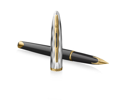 Waterman Carène Reflections of Paris Deluxe Black & Metal GT Fountain Pen - Fine nib