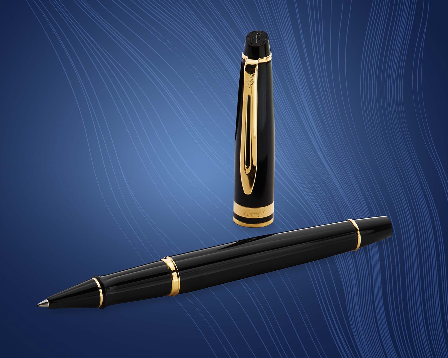 Waterman Expert Black Gold Trim Rollerball Pen