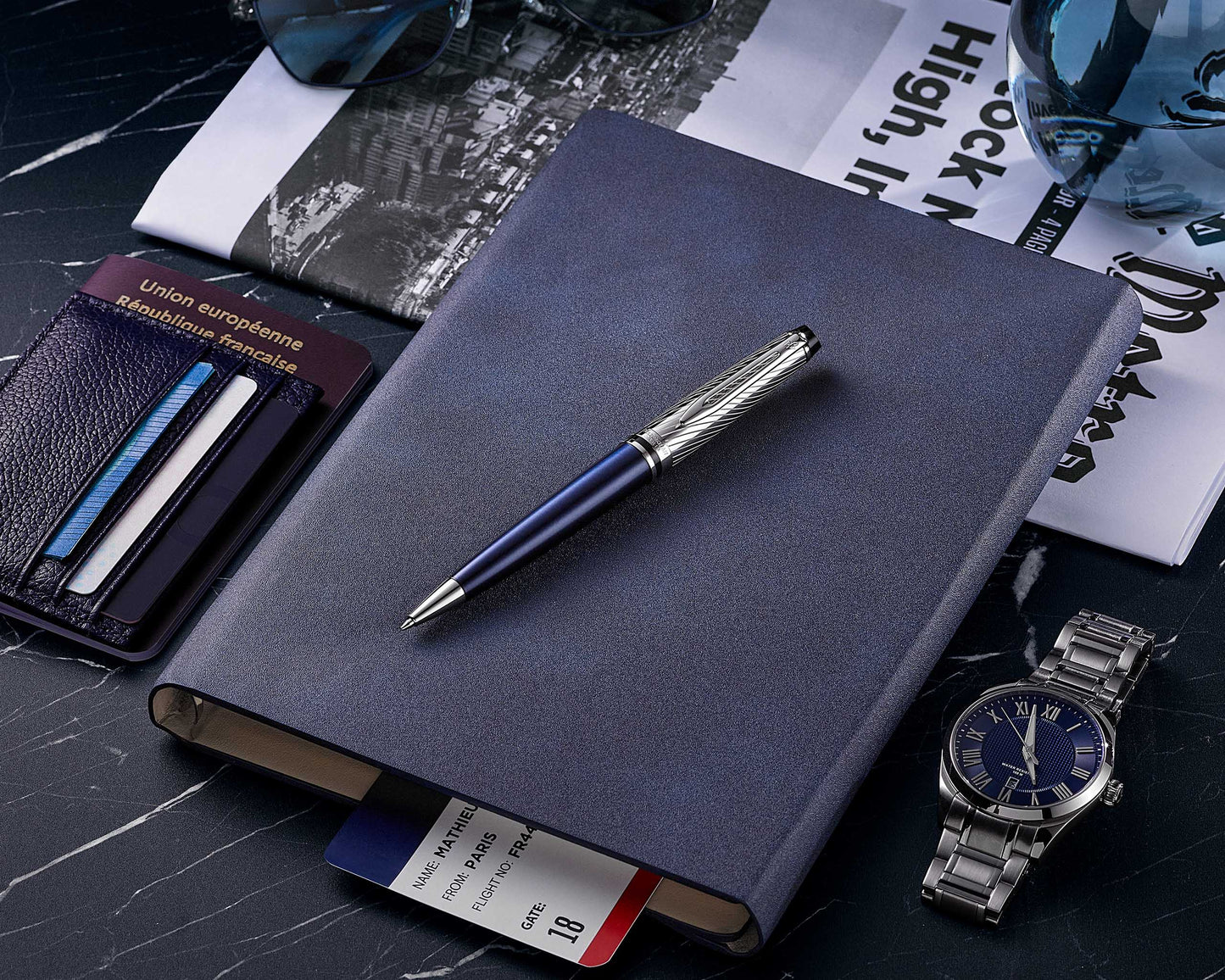 Waterman Expert Deluxe Metallic Blue CT Ballpoint Pen