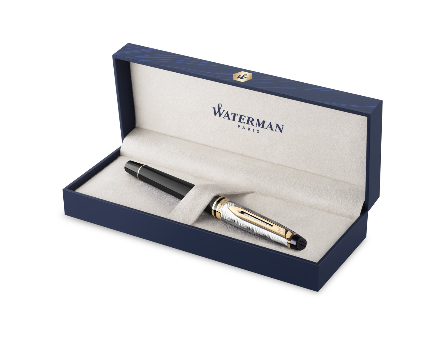 Waterman Expert Reflections of Paris Deluxe Black & Metal GT Fountain Pen - Medium nib
