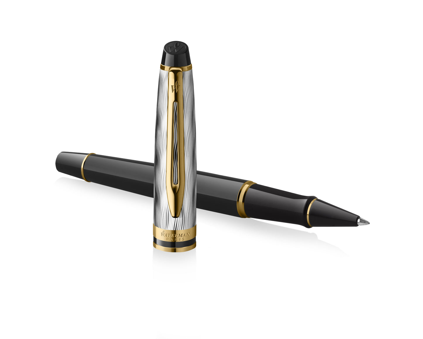 Waterman Expert Reflections of Paris Deluxe Black & Metal GT Rollerball Pen