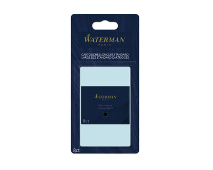 Waterman Long Ink Cartridge Black in Blister 8-Pack