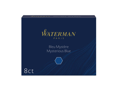 Waterman Long Ink Cartridge Blue Black 8-Pack