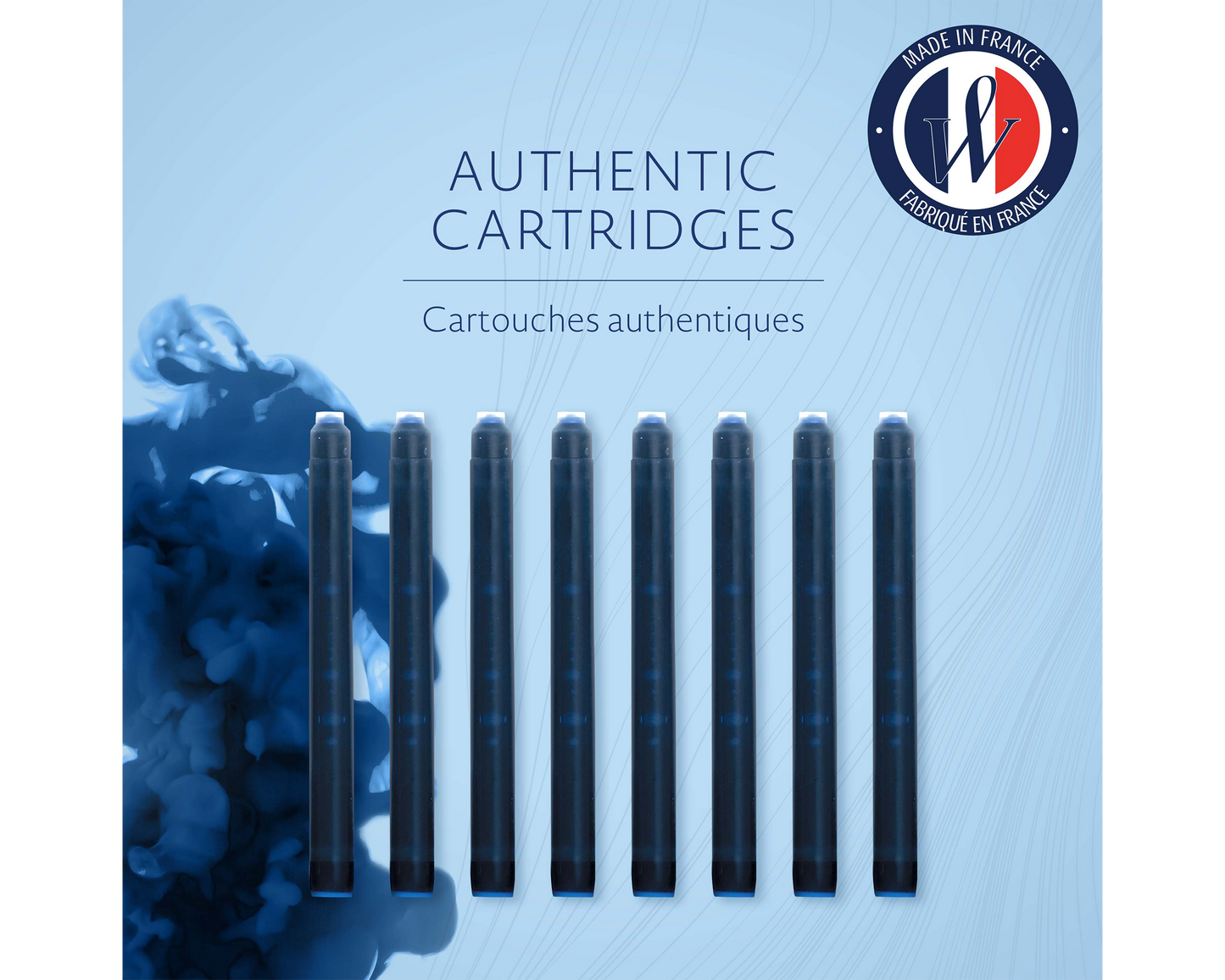 Waterman Long Ink Cartridge Blue Black 8-Pack