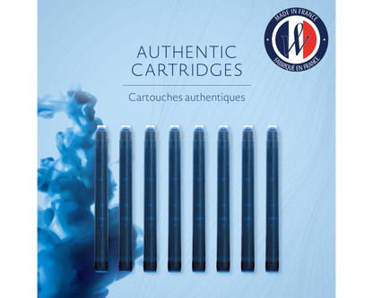 Waterman Long Ink Cartridge Florida Blue in Blister 8-Pack