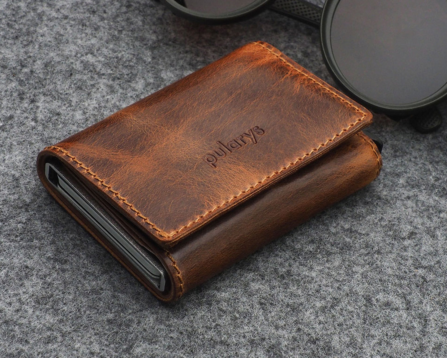Pularys BOSTO Wallet | Vintage Saddle Leather in Brown