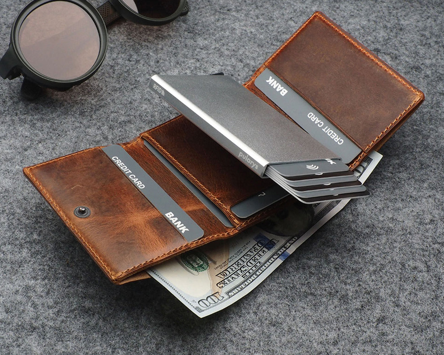 Pularys BOSTO Wallet | Vintage Saddle Leather in Brown