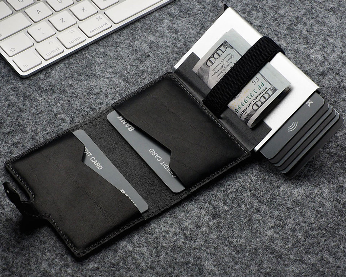Pularys - NORDIC RFID Wallet  Open with elastic band for bills and card space