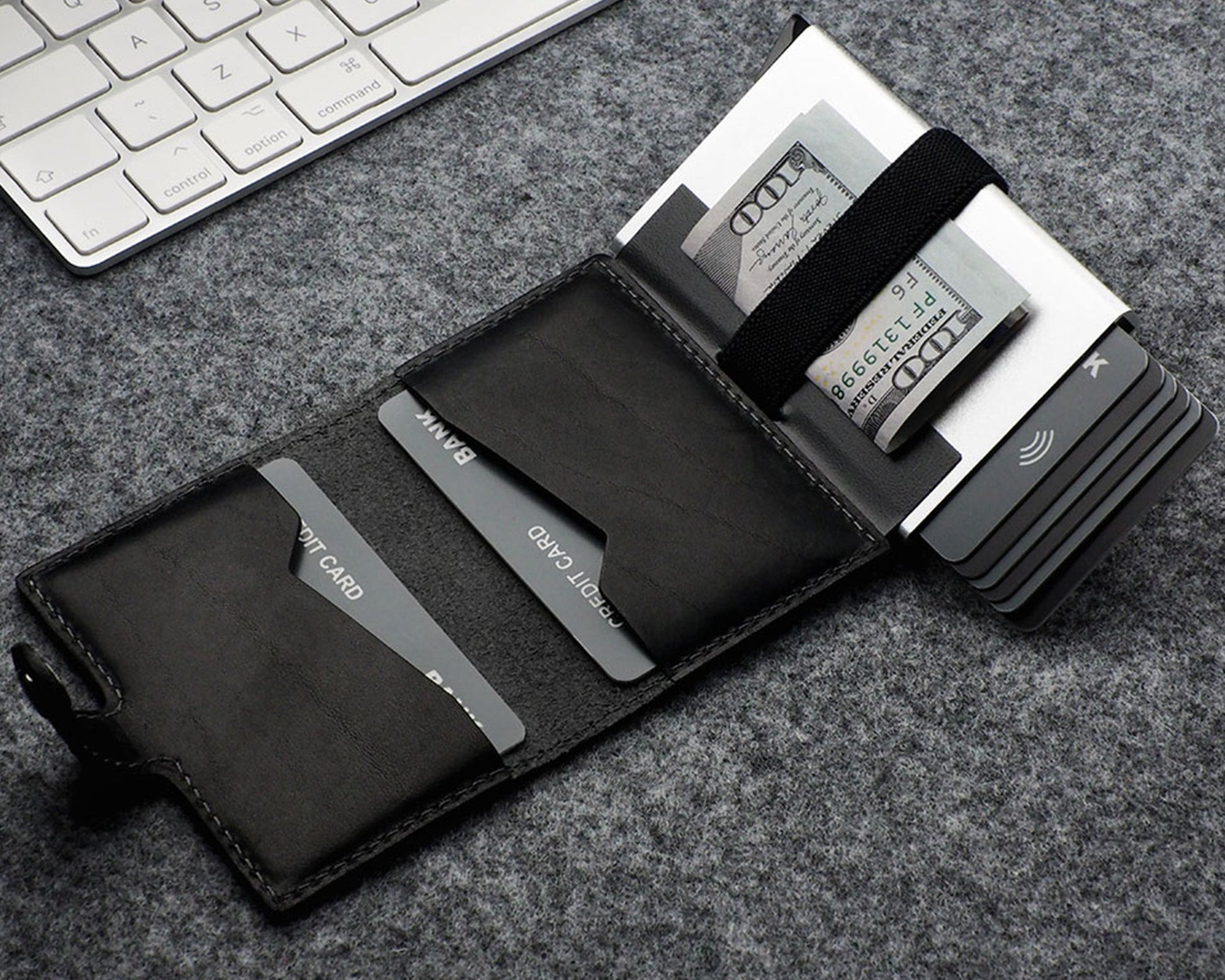 Pularys - NORDIC RFID Wallet  Open with elastic band for bills and card space
