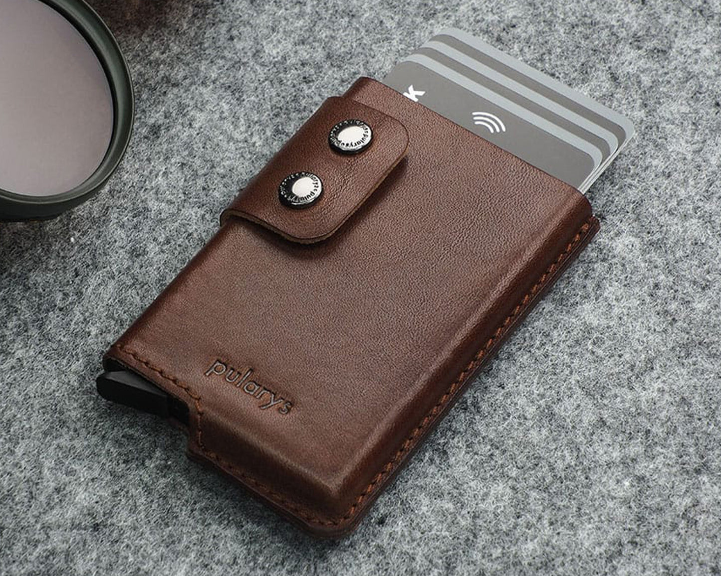 Pularys - FUNKY RFID Wallet in Brown Card Ejection System