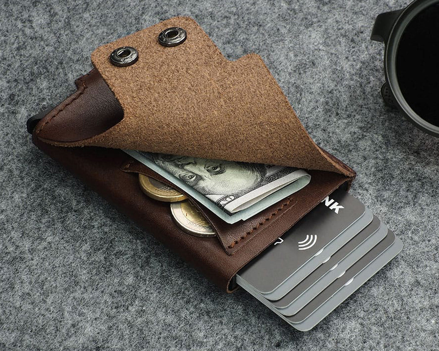 Pularys - FUNKY RFID Wallet in Brown flap fastened