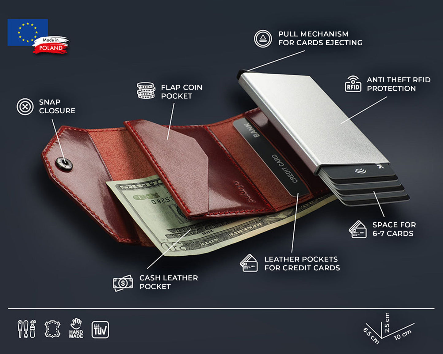 Pularys PORTER Go Wallet | Nomad Leather in Red