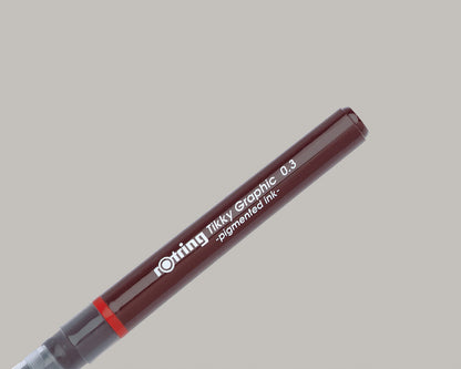 rOtring Tikky Graphic Fineliner Burgundy Ballpoint Pen 0.3mm
